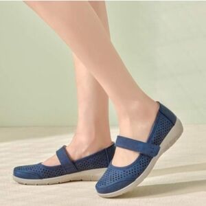 VJH Confort Women's Comfortable Breathable Slip-On Mary Jane Flats, Navy Blue